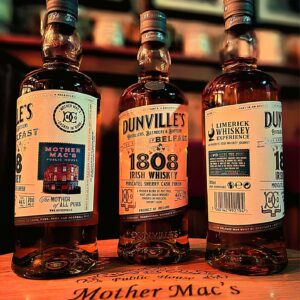 Dunvilles Celebrate a decade of history with the exclusive Dunville’s 1808 Irish Whiskey, crafted in partnership with our great friends at Dunville’s. This 46% ABV blend of Pot Still, Malt, and Grain whiskey is finished in rich Moscatel sherry casks, delivering fruity, floral sweetness with notes of honey, toffee apple, golden syrup and a warm white-pepper kick. A Mother Macs–only release from the Casked in Bond Series.
